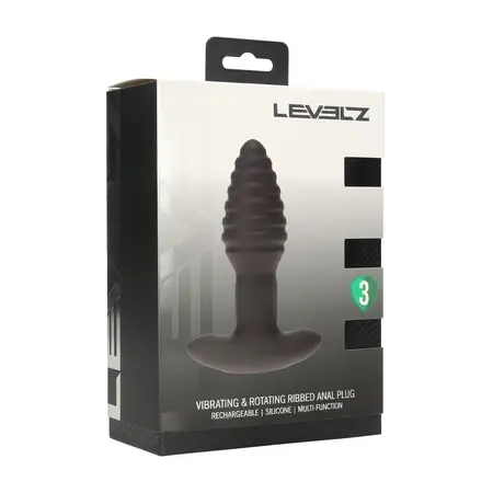 LEVELZ 2 Black, vibrirajući i rotirajući silikonski analni čep