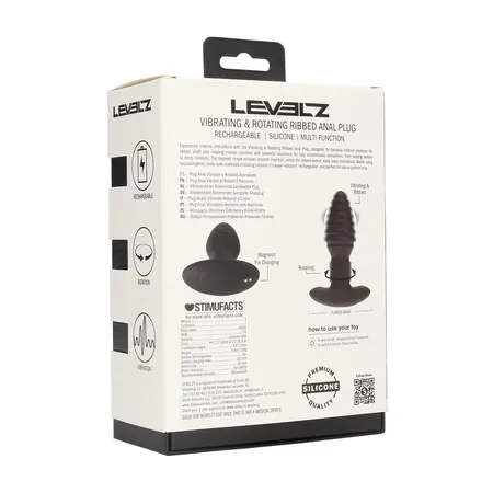 LEVELZ 2 Black, vibrirajući i rotirajući silikonski analni čep