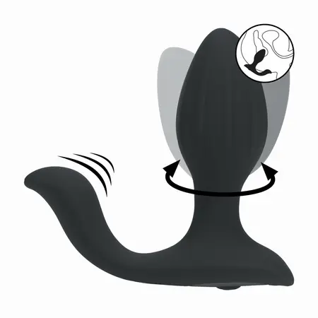 LEVELZ Plug ilicious 2 Black rotirajući silikonski plug sa stimulatorom sa kuglicama