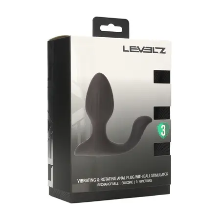LEVELZ Plug ilicious 2 Black rotirajući silikonski plug sa stimulatorom sa kuglicama