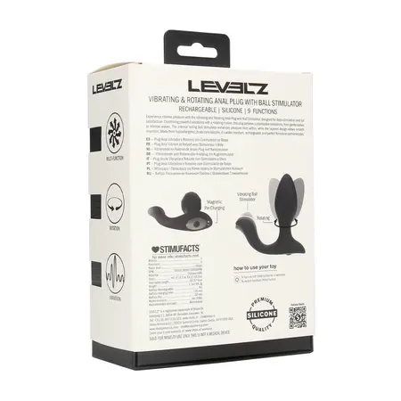 LEVELZ Plug ilicious 2 Black rotirajući silikonski plug sa stimulatorom sa kuglicama