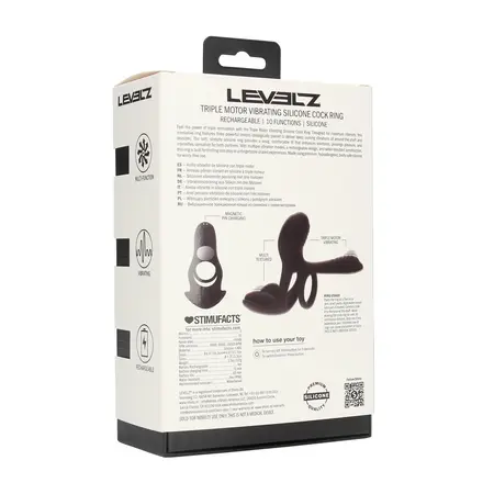 LEVELZ silikonski vibrirajući prsten sa tri motora crni, punjivi