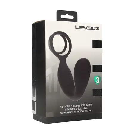 LEVELZ Men Vibration Prostate Model with Dual Support Ring Black