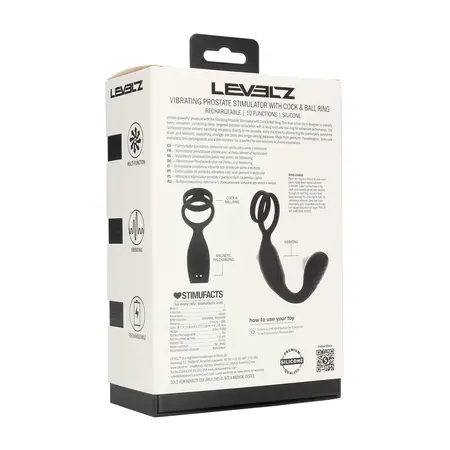 LEVELZ Men Vibration Prostate Model with Dual Support Ring Black