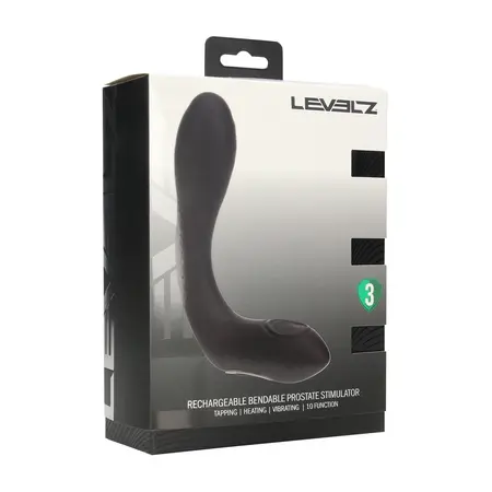 LEVELZ savitljivi silikonski stimulator prostate crni, sa funkcijom grejanja i tapkanja