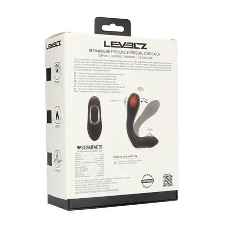 LEVELZ savitljivi silikonski stimulator prostate crni, sa funkcijom grejanja i tapkanja