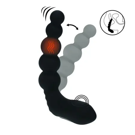 LEVELZ Revo stimulator prostate sa kuglicama, grejanjem i tapkanjem, crni silikon