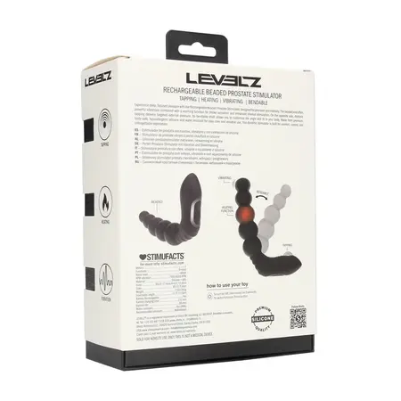 LEVELZ Revo stimulator prostate sa kuglicama, grejanjem i tapkanjem, crni silikon