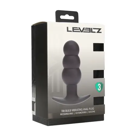 LEVELZ Tri Bulb vibrirajući silikonski čep crni, 10 modova vibracije, USB punjiv
