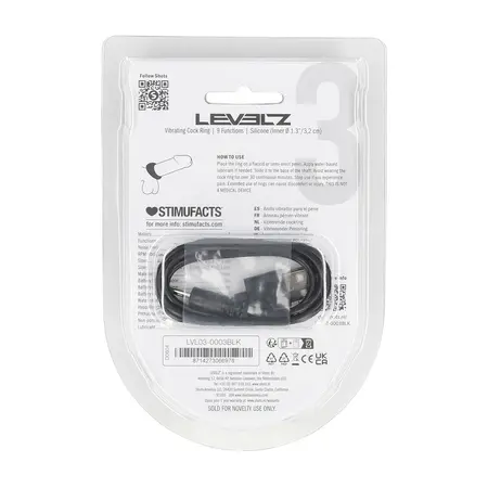 LEVELZ Sealed Liquid Silicone Vibrating Ring Black Level 3 Power
