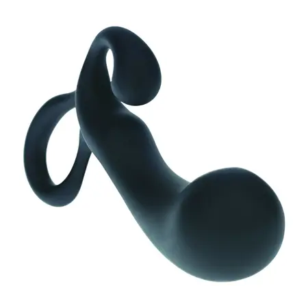 LEVELZ silikonski masažer prostate L crni sa ergonomskom prstenastom drškom