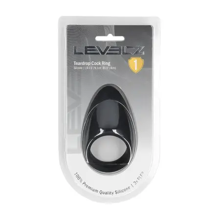 LEVELZ Teardrop crni silikonski prsten, ergonomski sistem za intimnu podršku