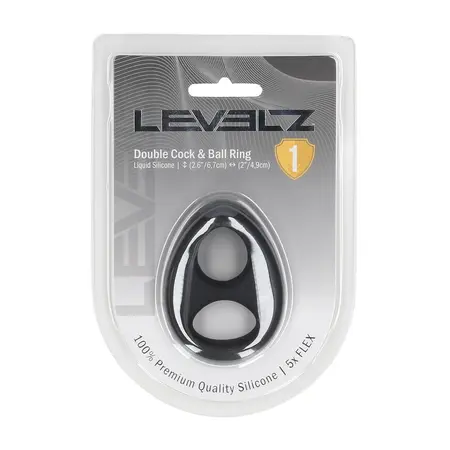 Levelz Double tečni silikonski dvostruki prsten za podršku crni anatomski dizajn