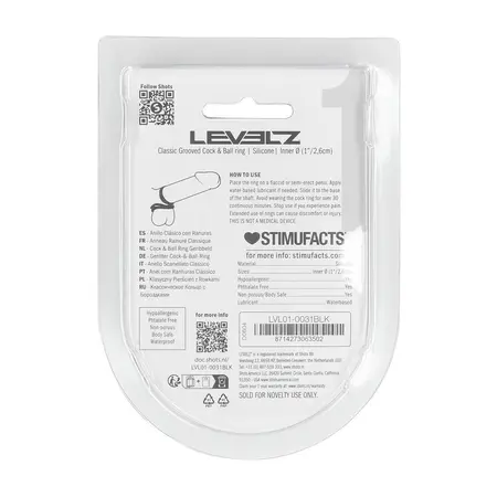 LEVELZ Dual Silicone Performance Ring Black - Grooved Anatomical Design