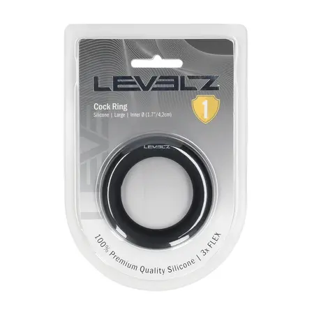 LEVELZ tečni silikonski prsten za potenciju L crni sa fleksibilnim i ergonomskim dizajnom