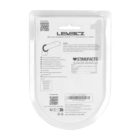 LEVELZ Set of 4 Ultra-Flexible Rings - Multicolor, TPE, Adjustable Fit