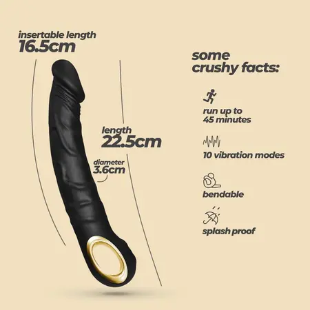 Crushious Magnus Bend Flexible USB Rechargeable Black Stimulation Device 22.5cm