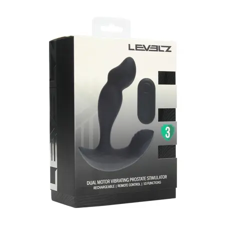 LEVELZ Primo Black luksuzni silikonski intimni sistem sa dva motora i daljinskim upravljačem dužine 28.5 cm
