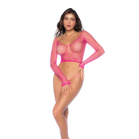 Leg Avenue višenamenska mrežasta majica ili čarape u neon roze boji, univerzalna veličina