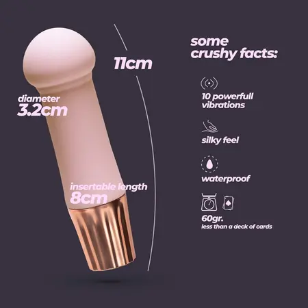 Crushious Mellow Puff Mini Wand, kompaktni roze masažer, 11 cm
