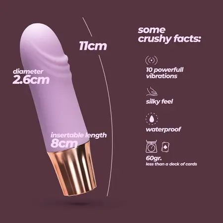 Crushious Mellow Waves mini vibrator u boji lavande dužine 11cm sa USB punjenjem