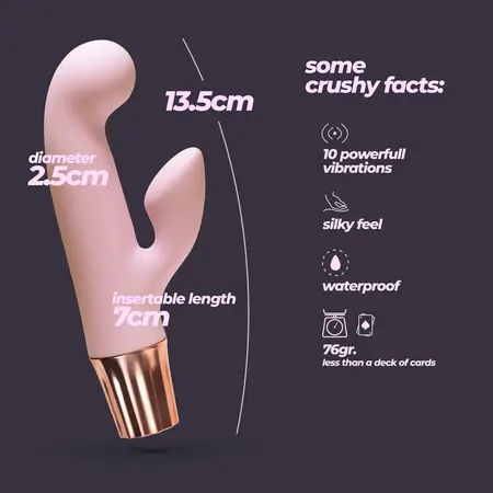 Crushious Mellow Cony roze mini rabbit vibrator, kompaktni silikonski sistem