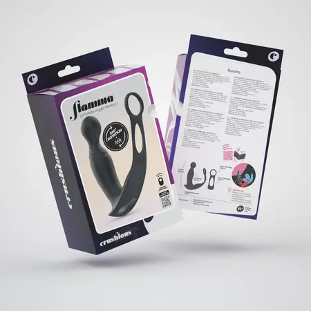 Crushious Flamma Black vibrirajući masažer prostate sa dvostrukim prstenom 16 cm