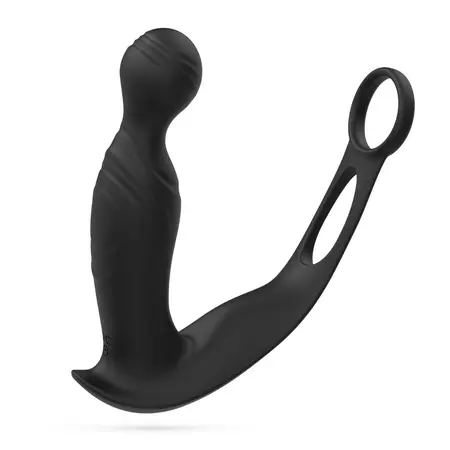 Crushious Flamma Black vibrirajući masažer prostate sa dvostrukim prstenom 16 cm