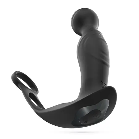Crushious Flamma Black vibrirajući masažer prostate sa dvostrukim prstenom 16 cm