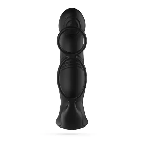 Erixos Pro Black vibrirajući masažer prostate sa dvostrukim potpornim prstenovima