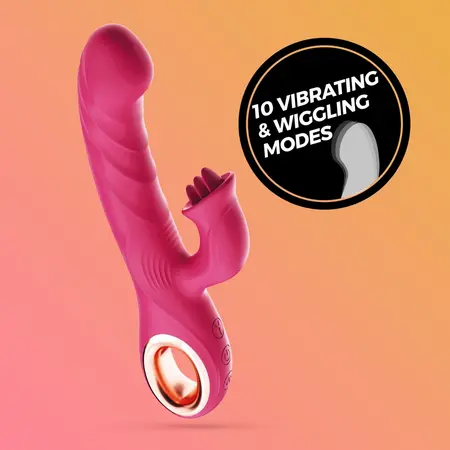 Mirenca Wiggle Rabbit intimni masažer roze silikon 10 modova 22.5cm