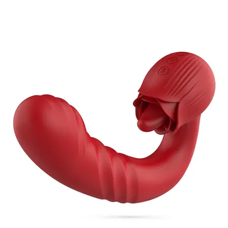 Crushious Osiria intimni stimulator sa funkcijom penetracije i lizanja u obliku ruže crveni 16cm