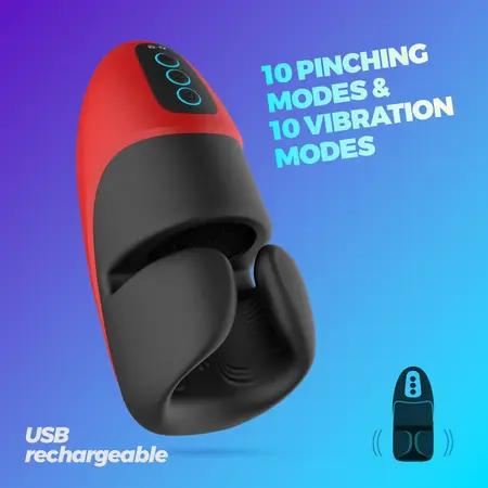 Crushious Pancho punjivi intimni uređaj sa kompresijom u crvenoj i crnoj boji 16.5 cm