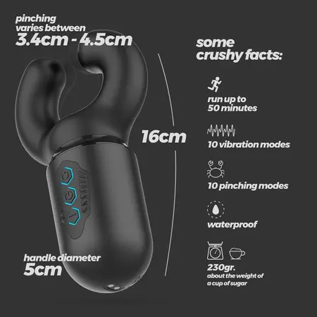 Crushious Kong intimni aparat sa pritiskom i vibracijom crni 16cm