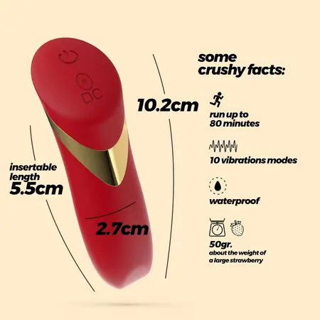 Crushious Blinders Rechargeable Mini Vibrating Device Red 10 Modes