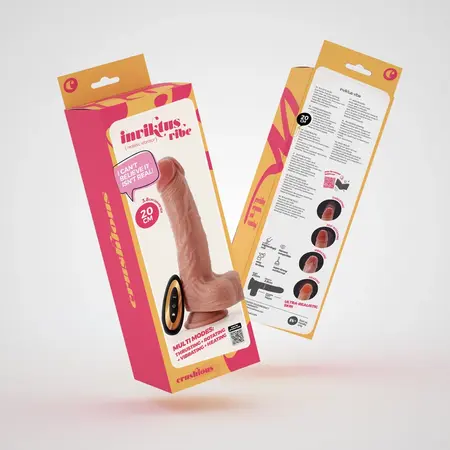 Crushious Inviktus Vibe vibrator od tečnog silikona sa potiskivanjem i rotacijom 20cm boja kože