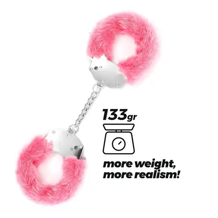 Crushious Spangle podesive metalne lisice sa roze plišanom postavom