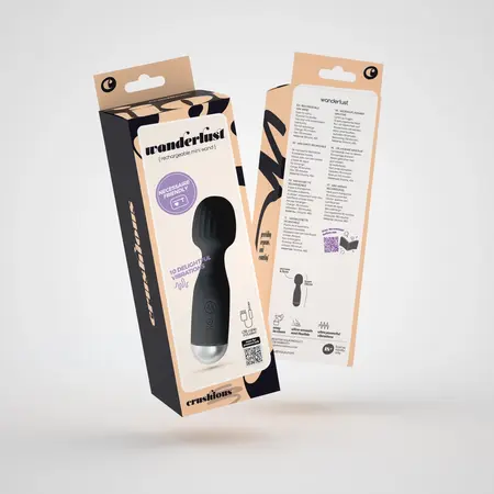 Crushious Wanderlust Mini Wand Massager Black 15cm USB Rechargeable