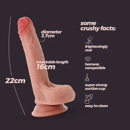 Crushious Inviktus intimni dildo od tečnog silikona 22cm u boji kože