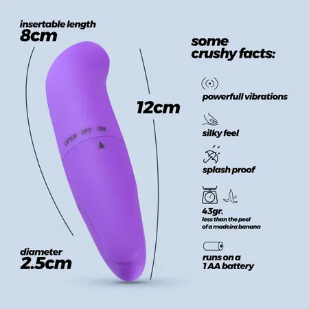 Crushious G-Finder Mini intimni masažer u ljubičastoj boji, 8 cm ABS