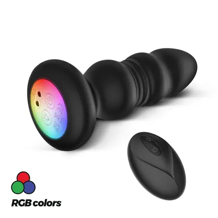 Crushious Australis crni intimni čep sa RGB LED osvetljenjem i daljinskim upravljačem, 12 cm