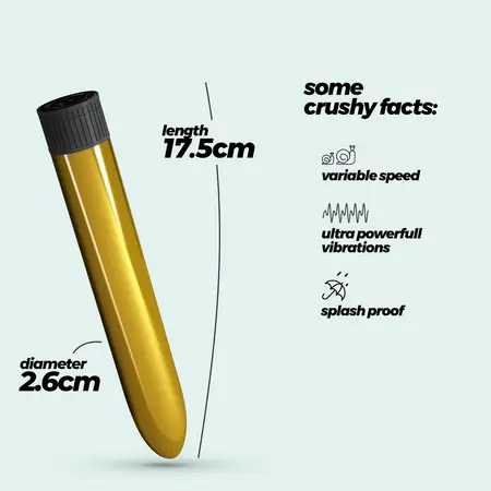 Crushious Classic Vibe Gold, luksuzni metalik masažer za intimno zadovoljstvo 17.5 cm