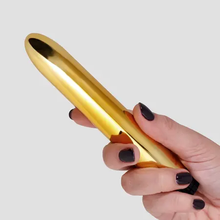 Crushious Classic Vibe Gold, luksuzni metalik masažer za intimno zadovoljstvo 17.5 cm