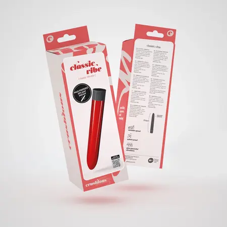 Crushious Classic Vibe Red, elegantni metalik intimni masažer dužine 17.5 cm