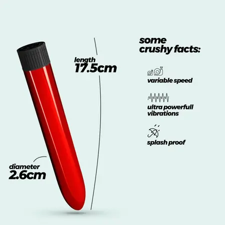 Crushious Classic Vibe Red, elegantni metalik intimni masažer dužine 17.5 cm