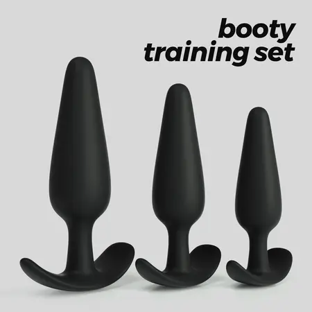 Crushious Tic Tac Toe Intimate Plug Training Set Black Silicone 3 Sizes