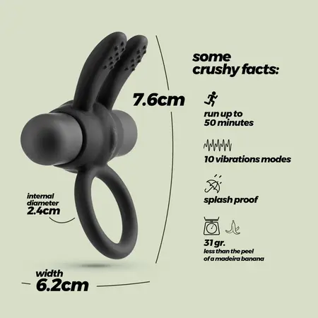 Crushious Pluto silikonski prsten sa vibrirajućim metkićem crni 7.6cm