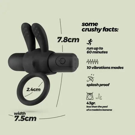 Crushious Wonka crni intimni prsten sa punjivim vibrirajućim metkićem 7.5 cm