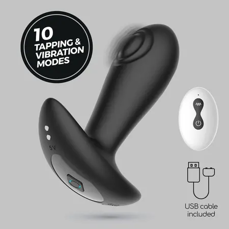 Crushious Octo Black analni čep sa funkcijom tapkanja i daljinskim upravljačem, 12 cm, 10 modova