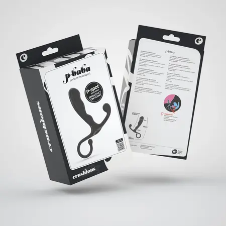 Crushious P-Baba Black ergonomski uređaj za masažu prostate, 15 cm